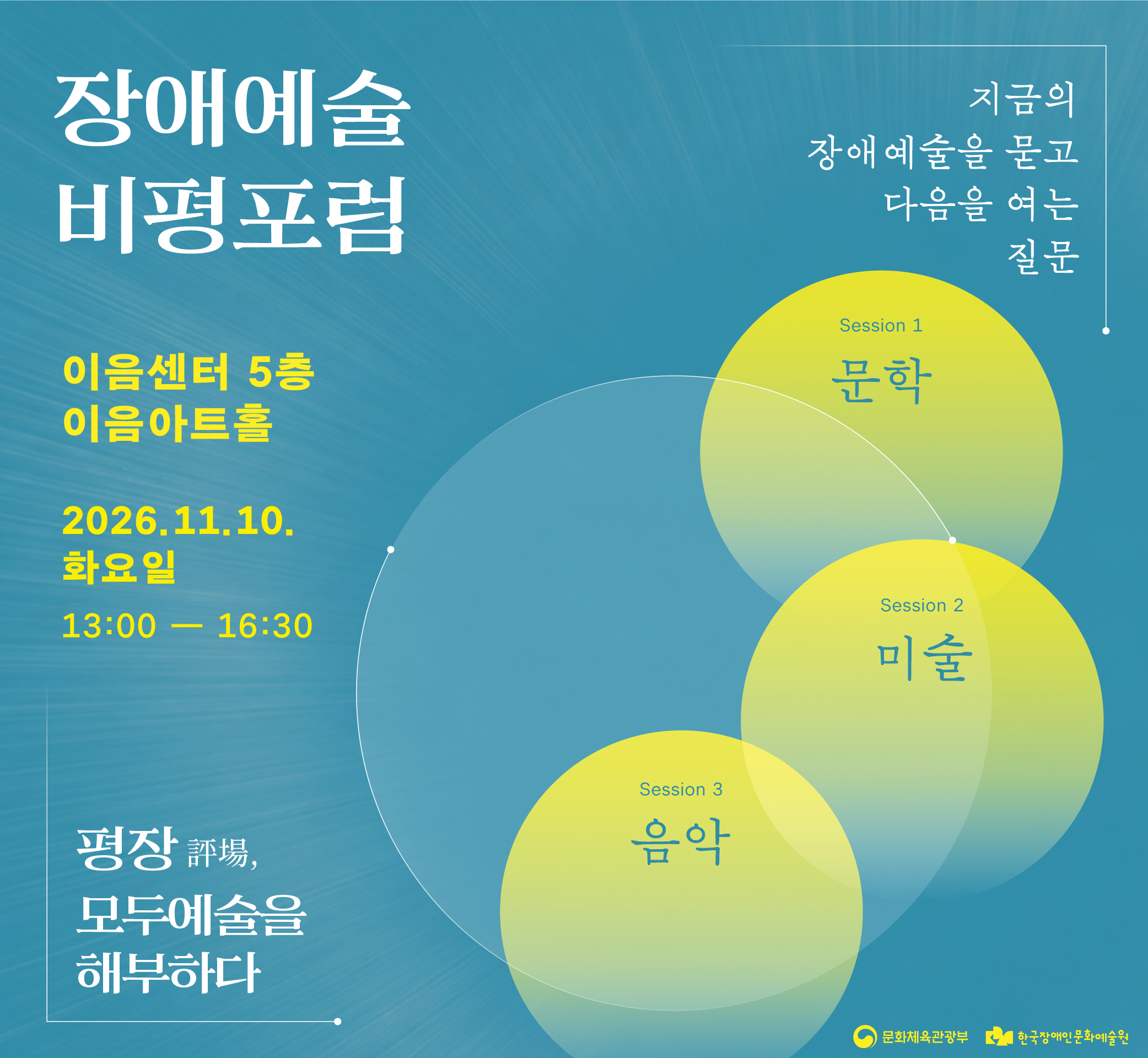 2026 장애예술 비평 포럼 <평장(評場), 모두예술을 해부하다>
