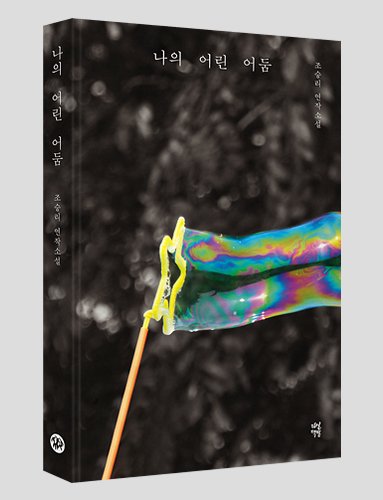 검은색과 회색이 어우러진 어두운 배경 앞에 별모양 비눗방울틀을 통해 무지갯빛 비눗방울이 만들어지는 장면이 담겨 있다. 제목은 흰 글씨로 중앙 상단에, 저자명은 오른쪽 위에 세로로 배치되어 있다.